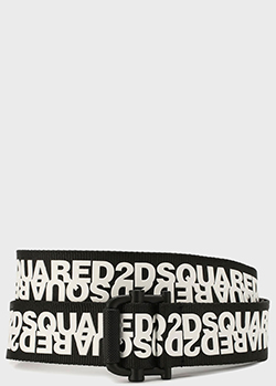 Черный ремень Dsquared2 с зеркальным логотипом, фото