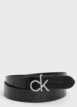 Черный ремень Calvin Klein с тиснением, фото