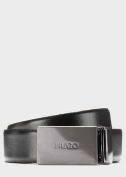 Черный ремень Hugo Boss с двумя пряжками, фото