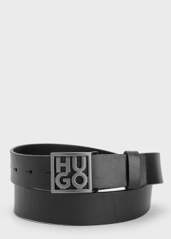 Кожаный ремень Hugo Boss Hugo с брендовой пряжкой, фото
