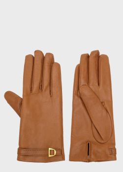 Коричневые перчатки Coccinelle с тонкой пряжкой, фото