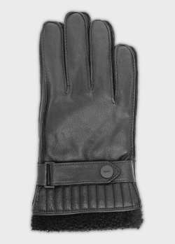 Кожаные перчатки Hugo Boss с утеплителем, фото