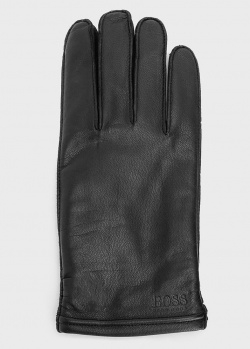 Мужские перчатки Hogo Boss из натуральной кожи, фото