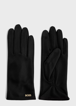 Кожаные перчатки Hugo Boss черного цвета, фото