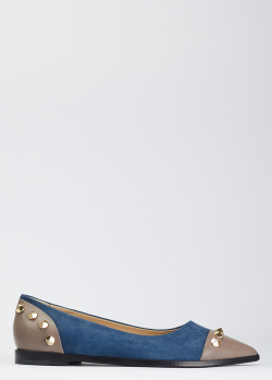 Синие туфли Norma J.Baker с бежевыми вставками, фото