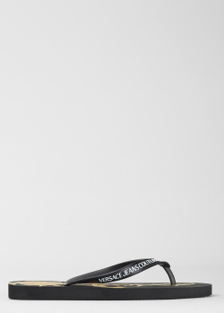 Резиновые сланцы Versace Jeans Couture черного цвета с узором, фото