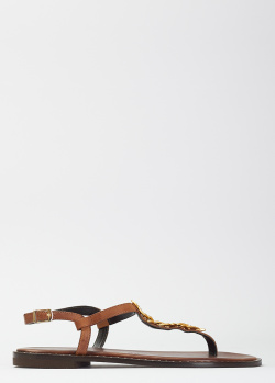 Коричневые сандалии Fratelli Robinson с декором-пером, фото