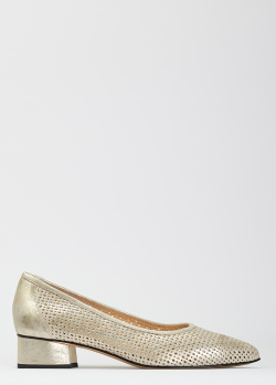 Золотистые туфли Donna Soft с перфорацией, фото
