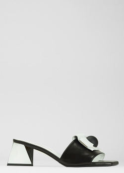 Черно-белые мюли Ilasio Renzoni с треугольным каблуком, фото
