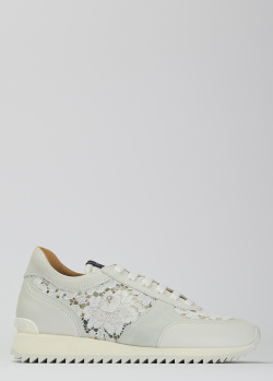 Кроссовки с кружевом Le Silla Claire белого цвета, фото