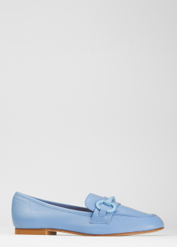 Голубые туфли-лоферы Status с квадратным носком, фото