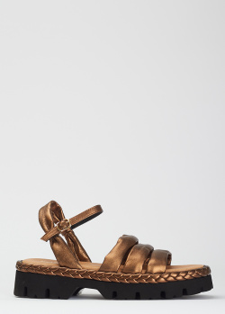 Золотистые сандалии Fru.It с декором-косичкой, фото