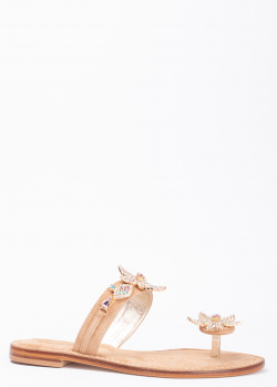 Замшевые шлепанцы Eddicuomo с декором из страз, фото