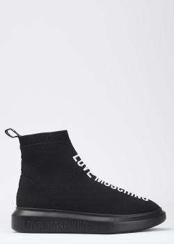 Черные ботинки Love Moschino из текстиля, фото