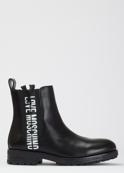 Черные ботинки Love Moschino с фирменным принтом, фото
