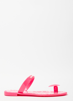 Шлепанцы с декором Love Moschino цвета фуксии, фото