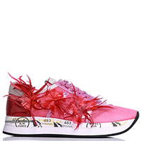 Розовые кроссовки Premiata с декором-перьями, фото