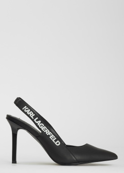 Черные слингбеки Karl Lagerfeld из гладкой кожи, фото