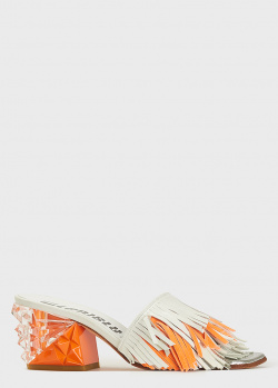 Белые мюли Loriblu с оранжевым каблуком, фото