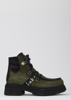 Ботинки на шнуровке Lab Milano оливкового цвета, фото