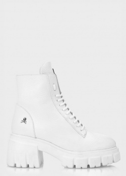 Белые ботинки Philipp Plein из зернистой кожи, фото