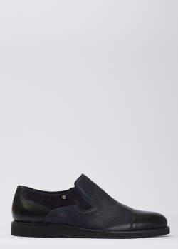 Синие туфли Giampiero Nicola с замшевыми вставками, фото