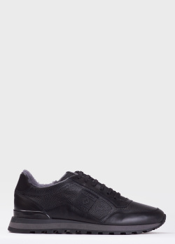 Кожаные кроссовки на меху Luca Guerrini черного цвета, фото
