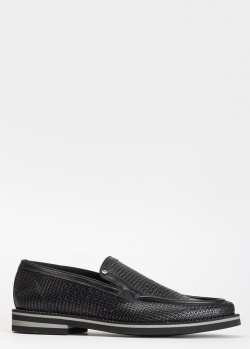 Черные туфли Giampiero Nicola из плетеной кожи с перфорацией, фото