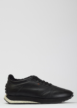 Зимние кроссовки Santoni из черной кожи, фото