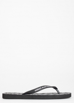 Черные шлепанцы Versace Jeans Couture с логотипом, фото