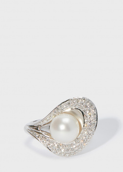 Коктейльное кольцо в бриллианах Zarina by Roman Bayand с жемчугом, фото