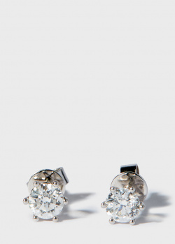 Золотые серьги-пусеты Zarina One Love с бриллиантами (0,78 ct), фото