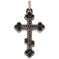 Золотой крестик Baraka в черных бриллиантах, фото