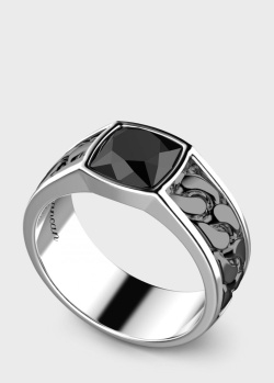 Мужское кольцо Zancan Cosmostone с вставкой-ониксом, фото