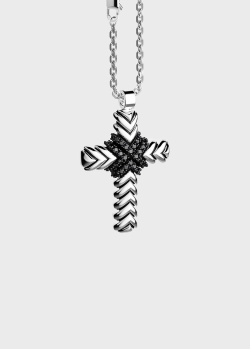 Серебряный крестик Zancan с черными шпинелями, фото
