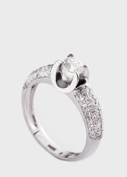 Кольцо из белого золота с россыпью бриллиантов, фото