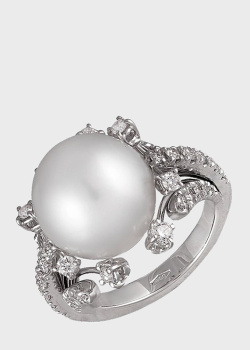 Кольцо из белого золота Bibigi с бриллиантами и жемчугом, фото