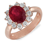 Кольцо из красного золота с бриллиантами и рубином, фото