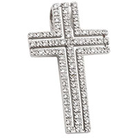 Крестик из белого золота с бриллиантовой россыпью, фото