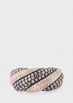Широкое кольцо из золота с россыпью бриллиантов, фото