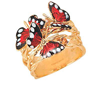 Кольцо Roberto Bravo Monarch Butterfly с красными бабочками , фото