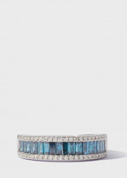 Кольцо-дорожка Roberto Bravo в голубых и белых бриллиантах, фото