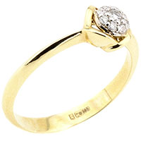 Кольцо с россыпью бриллиантов из желтого золота, фото