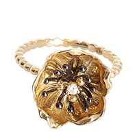 Тонкое золотое кольцо Roberto Bravo Gallica из шариков с большим цветком, фото