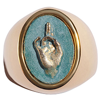 Перстень rockah. Amor Vincit Omnia из ювелирной бронзы с патиной Mano Beneficuium благословение, фото