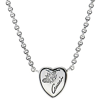 Кулон Gucci Flora в форме сердца на цепочке с гравировкой и чернением, фото