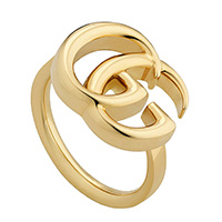 Тонкое золотое кольцо Gucci Running G с логотипом по центру, фото