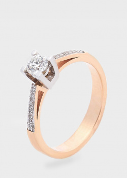 Помолвочное кольцо с бриллиантами из белого и красного золота, фото