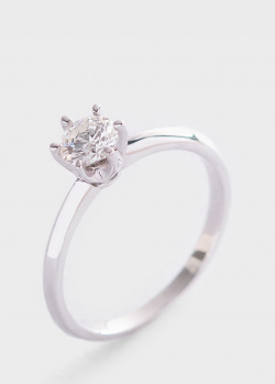 Помолвочное кольцо с бриллиантом 0,52ct из белого золота, фото