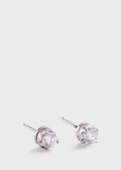 Серьги-гвоздики из белого золота с бриллиантами 0.60ct круглой огранки, фото